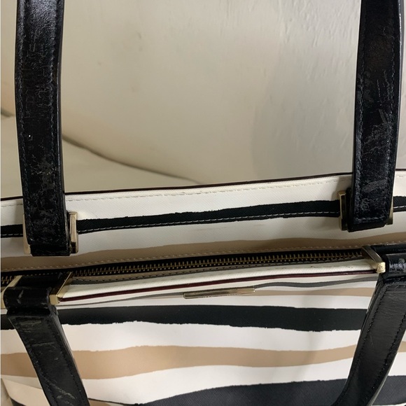 Kate Spade Jules Grant Street Tote Grainy Vinyl Striped PreOwned Slight Wear - Picture 7 of 14